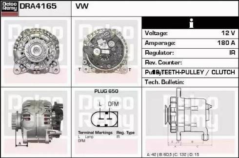 Remy DRA4165 - Alternator autospares.lv