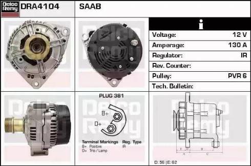 Remy DRA4104 - Alternator autospares.lv