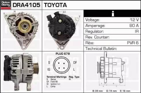 Remy DRA4105 - Alternator autospares.lv