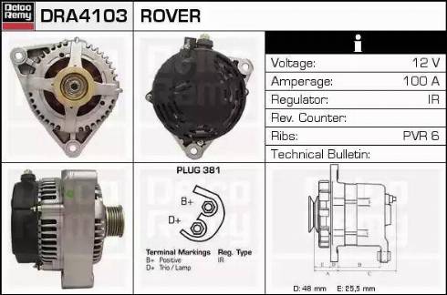 Remy DRA4103 - Alternator autospares.lv