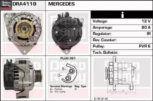 Remy DRA4119 - Alternator autospares.lv