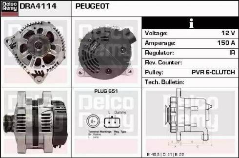 Remy DRA4114 - Alternator autospares.lv