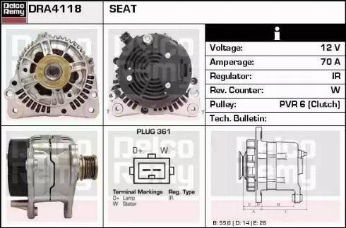 Remy DRA4118 - Alternator autospares.lv