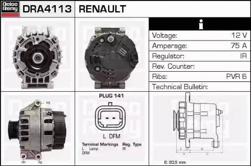 Remy DRA4113 - Alternator autospares.lv