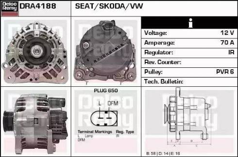 Remy DRA4188 - Alternator autospares.lv