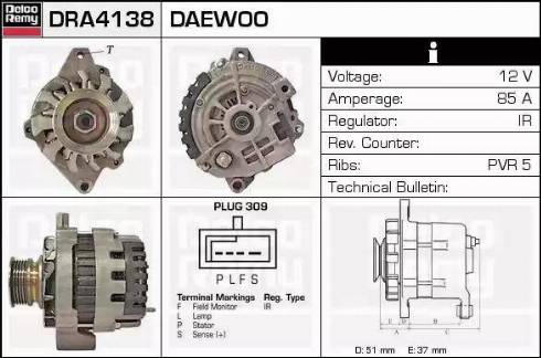 Remy DRA4138 - Alternator autospares.lv