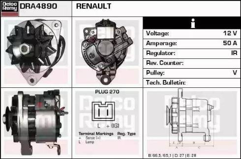 Remy DRA4890 - Alternator autospares.lv