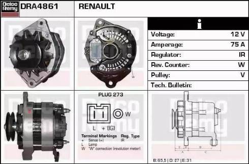 Remy DRA4861 - Alternator autospares.lv