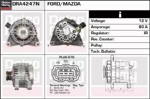 Remy DRA4247N - Alternator autospares.lv