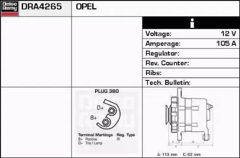 Remy DRA4265 - Alternator autospares.lv