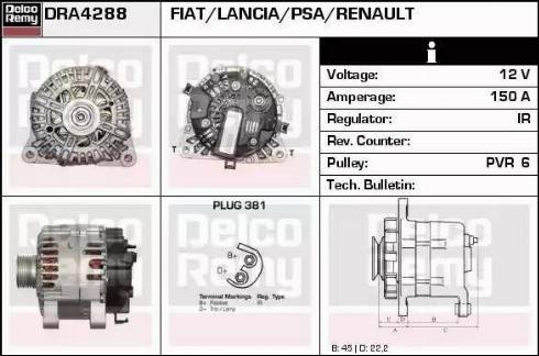 Remy DRA4288 - Alternator autospares.lv