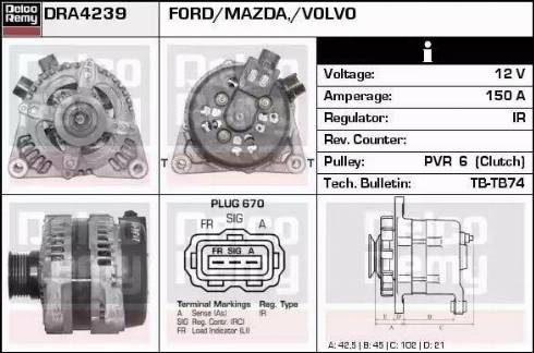 Remy DRA4239 - Alternator autospares.lv