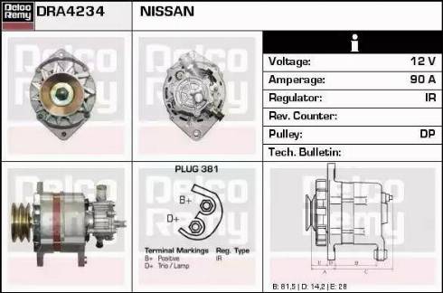 Remy DRA4234 - Alternator autospares.lv