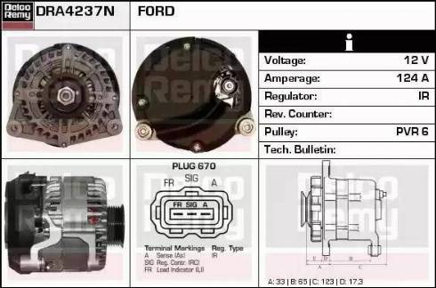 Remy DRA4237N - Alternator autospares.lv