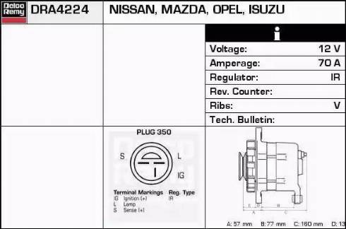 Remy DRA4224 - Alternator autospares.lv