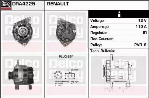 Remy DRA4225 - Alternator autospares.lv