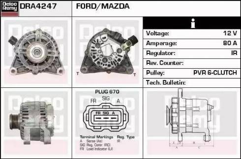 Remy DRA4274 - Alternator autospares.lv