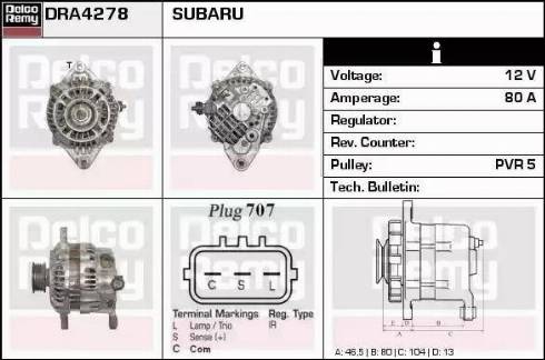 Remy DRA4278 - Alternator autospares.lv