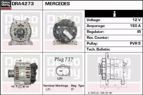 Remy DRA4273 - Alternator autospares.lv