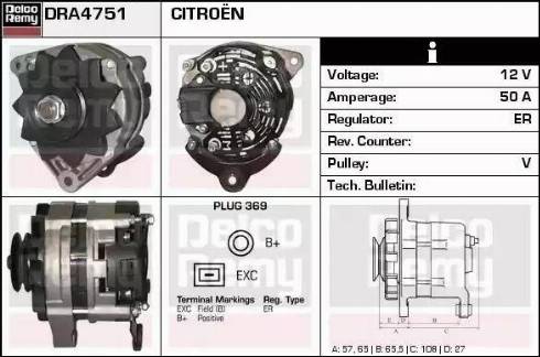 Remy DRA4751 - Alternator autospares.lv