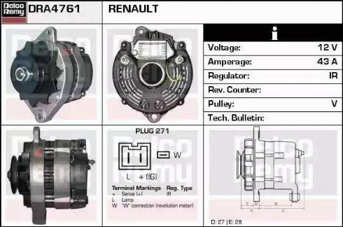 Remy DRA4761 - Alternator autospares.lv