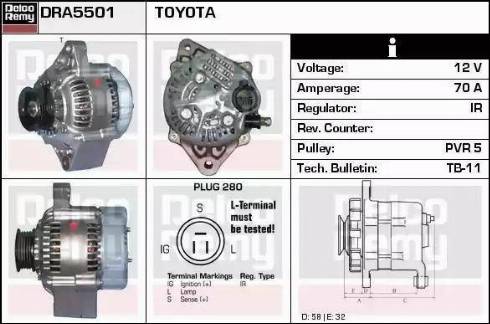 Remy DRA5501N - Alternator autospares.lv