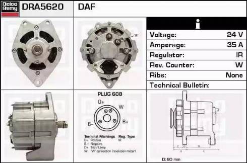 Remy DRA5620 - Alternator autospares.lv