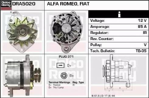 Remy DRA5020 - Alternator autospares.lv