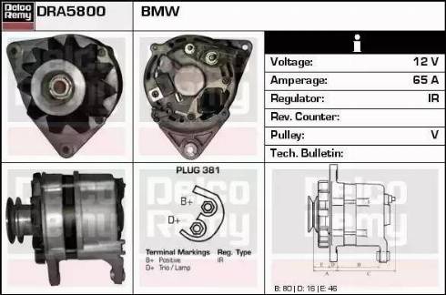 Remy DRA5800 - Alternator autospares.lv