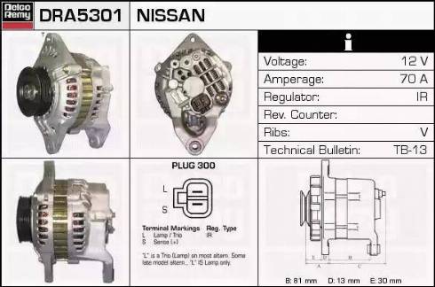 Remy DRA5301 - Alternator autospares.lv