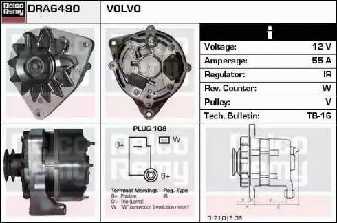 Remy DRA6490 - Alternator autospares.lv