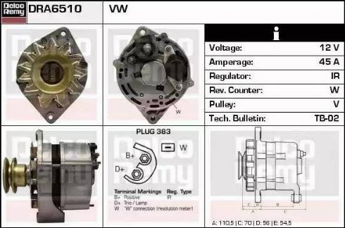 Remy DRA6510 - Alternator autospares.lv