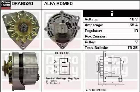 Remy DRA6520 - Alternator autospares.lv