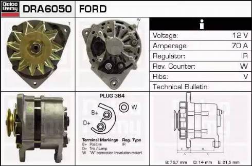 Remy DRA6050 - Alternator autospares.lv