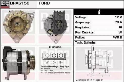 Remy DRA6150 - Alternator autospares.lv