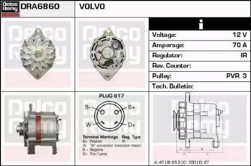 Remy DRA6860 - Alternator autospares.lv