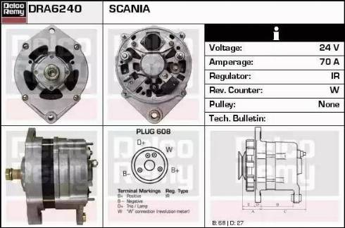 Remy DRA6240 - Alternator autospares.lv