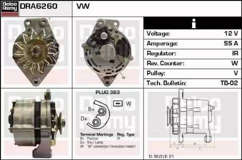 Remy DRA6260 - Alternator autospares.lv