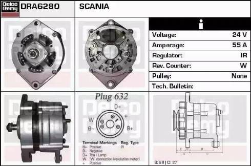 Remy DRA6280 - Alternator autospares.lv