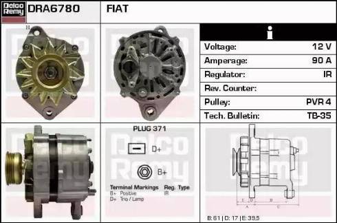 Remy DRA6780 - Alternator autospares.lv