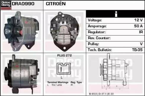 Remy DRA0990 - Alternator autospares.lv