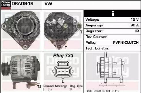 Remy DRA0949 - Alternator autospares.lv