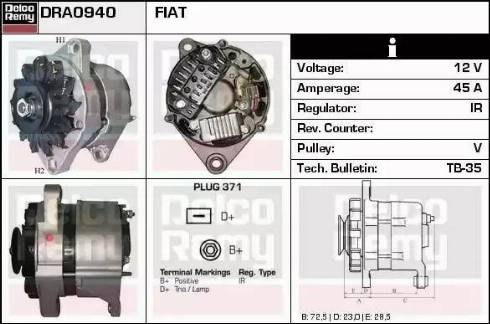 Remy DRA0940 - Alternator autospares.lv