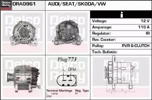 Remy DRA0961 - Alternator autospares.lv