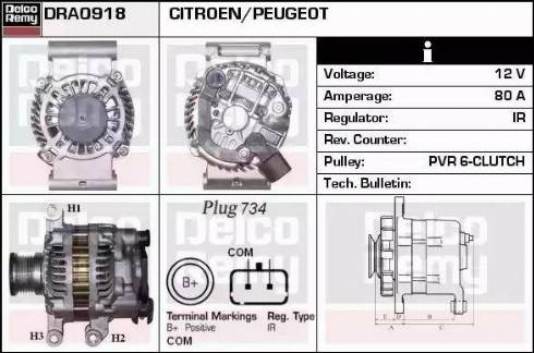 Remy DRA0918 - Alternator autospares.lv