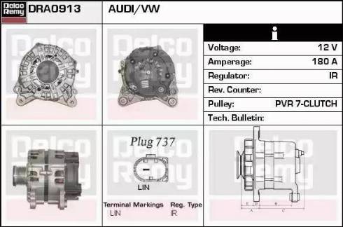 Remy DRA0913 - Alternator autospares.lv