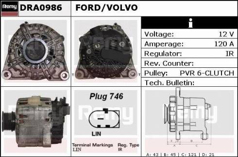 Remy DRA0986 - Alternator autospares.lv