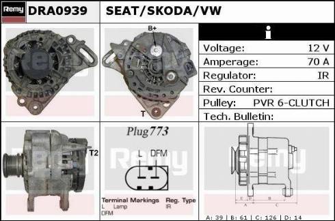 Remy DRA0939 - Alternator autospares.lv