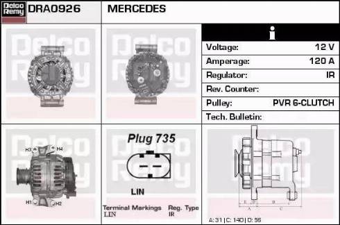 Remy DRA0926 - Alternator autospares.lv