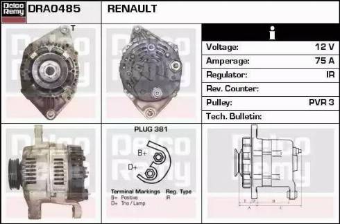 Remy DRA0485 - Alternator autospares.lv